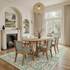 6x9 Area Rugs Living Room Rug - Floral Vintage Morris-Inspired Washable Carpet, Low Pile Non-Shedding Stain Resistance Boho Soft Carpet for Bedroom, Dining Room, Office, Farmhouse (6'x9' Beige Green)