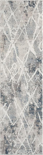 Adel Modern Runner Rug for Kitchen, 2x7 Rustic Distressed Abstract Blue Runner, Medium Pile Stain Resistant Carpet for Bedroom, Hallway or Entryway (2' x 7', Blue)