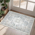 Washable 2×3 Area Rug for Living Room, Vintage Floral Rug Soft Non Slip Stain Resistant Boho Carpet for Bedroom Dinning Room Kitchen Home Office Blue-Multi