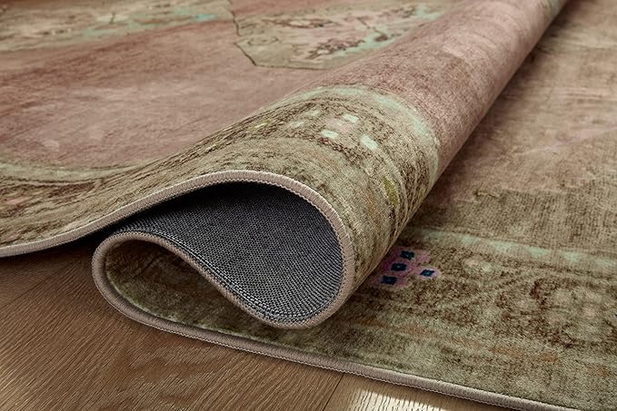 Loloi Magnolia Home by Joanna Gaines Sinclair Collection SIN-06 Clay/Tobacco 2'-0" x 5'-0", .25" Pile Height, Machine Washable, Accent Rug