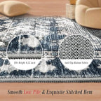 RUGSURE Washable Area Rugs - Perfect for Living Room, Bedroom, Kids Room, Nursery - Stain & Water Resistant Non-Slip, Pet & Child Friendly, Vintage Tribal Area Rugs (Grey and Bule, 9' x 12')