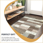 Superior Indoor Area Rug, Jute Backed, Modern Geometric Patchwork Floor Decor for Bedroom, Office, Living Room, Entryway, Hardwood Floors, Rockwood Collection, 5' x 8', Light Blue-Ivory