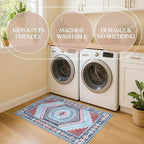 Fame Living Washable Area Rug. Modern Farmhouse. Vintage. Turkish. Bohemian. Distressed. Oriental. Traditional. Rugs for Living Room. Dining. Bedroom. Office. Entryway. Foyer. (856BlM, 2'5" x 13')