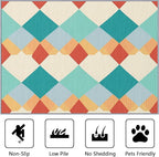 5x7 Rug Washable - Geometric Rugs for Living Room, Colorful Retro Mid Century Modern Non Slip Low Pile Area Rugs for Bedroom, Geometric Carpet Home Decor & Gifts