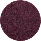 Unique Loom Solid Shag Collection Area Rug (4' 1" Round, Eggplant Purple)