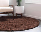 Unique Loom Solid Shag Collection Area Rug (8' Round, Chocolate Brown)