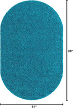 Unique Loom Solid Shag Collection Area Rug (5' 1" x 8' Oval, Turquoise)