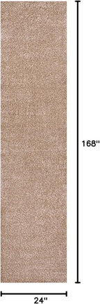 Eyely UES100G-214 Supersoft Haze Solid Low-Pile Indoor Runner Rug, Coastal, Bohemian, Minimalist, Classic, Casual for Bedroom,Kitchen,Living Room,Non Shedding,Easy-Washing, Beige, 2 X 14