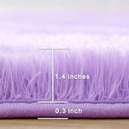 Andency Purple Soft Area Rugs for Living Room Bedroom, 4x6 Fluffy Shaggy Bedside Rug, Non-Slip Large Shag Fuzzy Plush Carpets for Bedroom Kids Dorm Nursery Home Decor Aesthetic