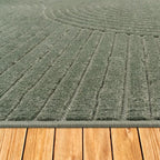 Paco Home Modern Area Rug with Raised Curved Line Pattern – Minimalist Design in Green, Size: 4' x 5'7"