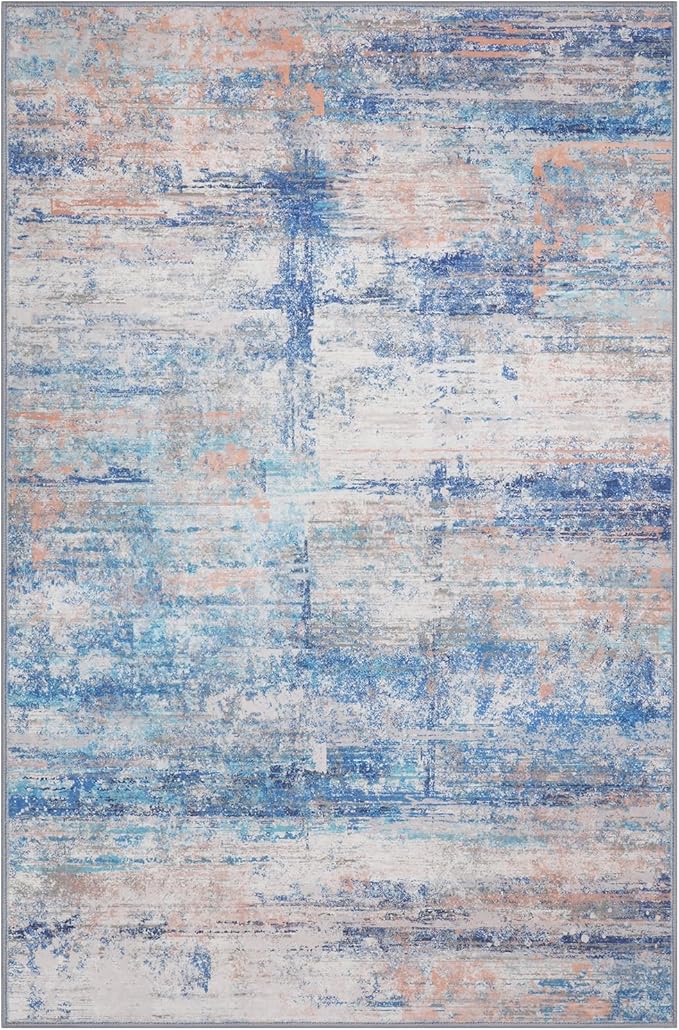 Abstract 3x5 Area Rug for Living Room Bedroom Entryway Blue