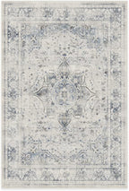 RUGGABLE Washable Vintage Area Rug – Sarrah Blue Quartz 6x9, Stain-Resistant, Non-Slip – Medium Machine Washable Rugs for Living Room, Bedroom, Hallway, Entryway & Office–with Standard Pad