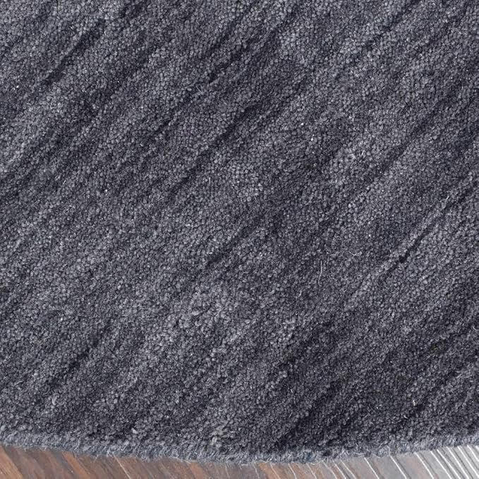 Hand Knotted Loom Wool ECO-Friendly Area Rugs - 8'x8', Round, Charcoal Color, Solid Plain Design, High Pile Thick Handmade Anti Skid Area Rugs for Living Room, Bed Room (L00111)