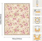 8x10 Machine Washable Area Rug for Living Room, Pink Vintage Boho Floral Rug Large Non-Slip Low Pile Soft Faux Wool Carpet, Kids and Pets Friendly for Bedroom Dining Room Farmhouse Home Decor Rug