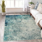 Lahome Modern Abstract Area Rug 5x7 Rugs for Living Room, Washable Accent Bedroom Rug Low Pile Non-Slip, Indoor Floor Contemporary Carpet for Kitchen Bathroom Laundry,Blue/Grey