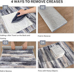 Modern Abstract Runner Rug 3x8, Grey Black Multi Washable Kitchen Runner Non-Slip Soft Hallway Rug Runner Thin Print Faux Wool Carpet for Entryway Bedroom Laundry Room Indoor Home Office Decor