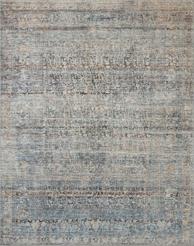 Loloi Amber Lewis Billie Collection, Denim & Blush, 2'-0" x 5'-0" Accent Rug – Antique & Distressed Accent Rugs for Living Room, Bedroom, Entryway & Hallway, No Shed High Traffic Area Home Decor Rug
