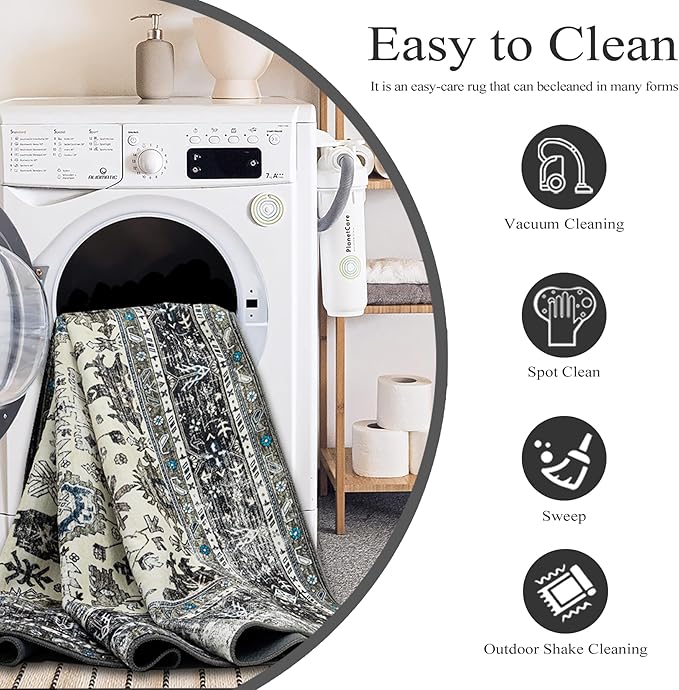Area Rug Non Slip Machine Washable Ultra Soft Living Room/Bedroom/Kitchen/Outdoor/Classroom White Gray, 4'×6'