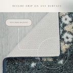 Maples Rugs Reggie Floral Runner Rug - Made in USA - Washable, Non Slip Indoor Carpet for Kitchen, Hallway, and Laundry Room, 2' x 10', Persian Blue