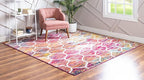 Rugs.com Lattice Frieze Collection Rug – 7' Square Multi Medium Rug Perfect for Living Rooms, Kitchens, Entryways