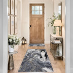 3x5 Black Area Rug: Modern Abstract Washable Rugs for Entryway Kitchen Bedroom Indoor - Non-Slip Stain Resistant Thin Low Pile
