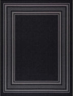 Beverly Rug Non Slip Area Rugs 3x3 Modern Bordered Non Skid Rubber Backing Soft Area Rug for Living Dining Room Easy to Clean Non Shedding Kitchen Bedroom Indoor Carpet 3 x 3 Black
