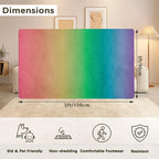 Rainbow Washable 3x5 Area Rugs for Living Room, Thin Low Pile Contemporary Carpet, Non-Slip Base Lightweight Rug