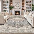 LUMI 4x6 Washable Area Rug for Living Room, Ultra Soft Vintage Rugs with TPE Non Slip Backing, Stain Resistant, Low Profile Carpet High Traffic for Bedroom, Dining Room