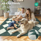 Lahome Checkered Washable 2x8 Green Runners for Hallways Non Slip, Ultra-Thin Kitchen Bathroom Runner Rugs, Moroccan Trellis Throw Carpet Runner for Bedroom Entryway Decor (2'x8',Dark Green)