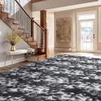 Andency Soft Area Rugs for Living Room Bedroom, 5x8 Fluffy Shaggy Bedside Rug, Non-Slip Large Shag Fuzzy Plush Carpets for Bedroom Kids Dorm Nursery Home Decor Aesthetic, Tie-Dyed White Black