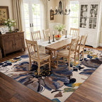 Rugshop Cream Bright Flowers Non Slip Non-Shedding Area Rug for Living Room, Dining Room and Large Areas, 7'10" x 10'