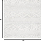 SAFAVIEH Tulum Collection Area Rug - 8' Square, Ivory & Light Grey, Moroccan Boho Tribal Design, Non-Shedding & Easy to Clean, Ideal for Living Room, Bedroom, Dining Space (TUL272G)