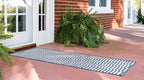 Unique Loom Outdoor Striped Collection Area Rug - Striped (2' x 6' 1" Runner, Blue/Ivory)