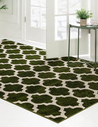 Rugs.com Lattice Collection Rug – 5' x 8' Dark Green Medium Rug Perfect for Bedrooms, Dining Rooms, Living Rooms