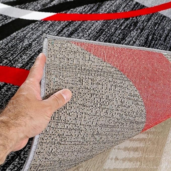 Persian-Rugs Luxe Weavers Victoria Collection 3895 Gray 7 ft x 10 ft Modern Abstract Geometric Stain Resistant Area Rug
