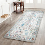 COMSLE Washable Door Mat, Front Door Mat Indoor Faux Wool Absorbent Small Rugs for Entryway Distressed Throw Rug Non-Slip Accent Floor Carpet for Entrance Bedroom, 24X48 Inches Pink Floral