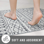 KUTA Boho Runners for Hallways 2.6x10 ft Moroccan Washable Runner Rug Non-Slip Vintage Grey Kitchen Rugs Ultra Soft Distressed Geometric Floor Carpet for Bedroom Laundry Living Room