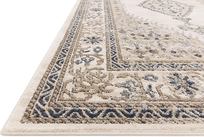 Loloi Teagan Collection TEA-02 Oatmeal/Ivory 9'-9" x 13'-6" Area Rug, Large, Soft Neutral Rug, High-Traffic for Living Room, Bedroom, Home Office, Dining Area