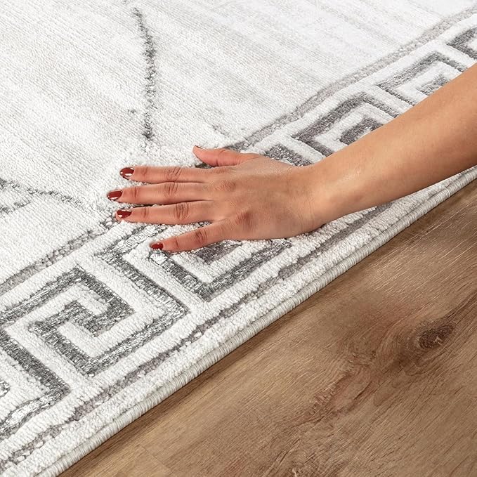 GLORY RUGS Area Rugs Marble 2x7 Cream Gray Carpet Modern Abstract Rug Living Room Dining Bedroom Rug