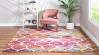 Rugs.com Lattice Frieze Collection Rug – 4' Square Multi Medium Rug Perfect for Living Rooms, Kitchens, Entryways