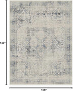 RUGGABLE Washable Vintage Area Rug – Kamran Blue Quartz 9x12, Stain-Resistant, Non-Slip – Large Machine Washable Rugs for Living Room, Bedroom, Hallway, Entryway & Office–with Standard Pad