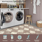 Lahome Trellis 2x7 Washable Kitchen Bathroom Runner Rug, Non Skid Runners for Hallways with Rubber Backing, Moroccan Entryway Carpet Runner for Laundry Room Foyer Bedside, Beige