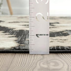 Abani Terra Cream Area Rug for Living Room, Bedroom - Black Abstract Pattern - 9' x 12' - Durable & Easy to Clean