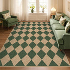 Lahome Checkered Outdoor Rug 5x7, Washable Rug for Living Room Office Indoor Outdoor Carpet, Farmhouse Non Slip Non Shedding Green Carpet for Dining Room Sunroom Patio Courtyard
