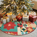 jinchan Round Christmas Rug 5ft for Living Room Washable Circle Christmas Bedroom Rug 5' Round Xmas Geometric Non-Slip Soft Carpet Festive Red-Green Holiday Patch Decor for Entryway Porch Kitchen
