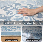 SOULFUL Medium Pile 4x6 Rugs for Living Room - Soft Foot Feel Area Rug - Mist Blue Boho Floral - Washable Non-Slip - Perfect for Bedroom Kids Room Under Dining Table Office
