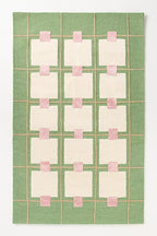 Greer Wool Area Rug - Soft Hand-Tufted Geometric Design with Pink and Green Color Palette, Perfect for Modern Home Decor (6x9 Ft)