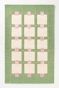 Greer Wool Area Rug - Soft Hand-Tufted Geometric Design with Pink and Green Color Palette, Perfect for Modern Home Decor (7x11 Ft)