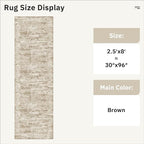 Washable Runner Rug, 2'6" x 8' Non-Slip Kitchen Vintage Foldable Hallway Runners for Entryway, Laundry, Bedroom, Brown