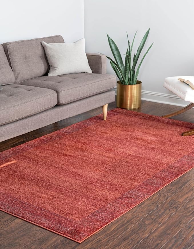 Rugs.com Angelica Collection Rug – 5' x 8' Terracotta Medium Rug Perfect for Bedrooms, Dining Rooms, Living Rooms
